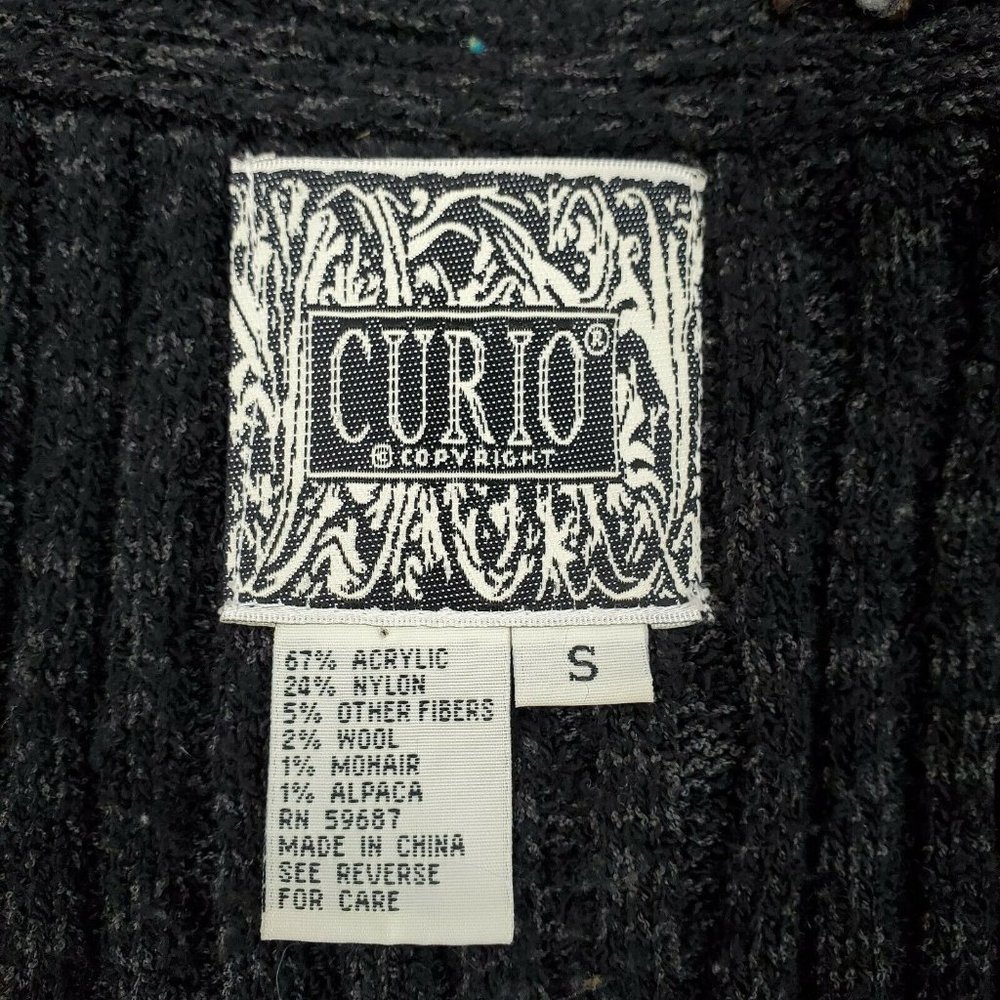 CURIO Small Wool Mohair Angora Sleeveless Knit Draped Women's Cardigan Sweater - Picture 7 of 12